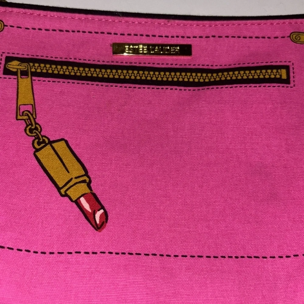 ESTEE LAUDER PINK COSMETICS BAG WITH LIPSTICK DESIGN
